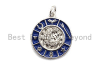 Blue White Enamel Round Disc Charms Pendant, Enamel Pendant,Round Enamel, Oil Drop jewelry Findings, 18x20mm,sku#Z378 Bestbeads&Beyond