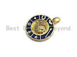 Blue White Enamel Round Disc Charms Pendant, Enamel Pendant,Round Enamel, Oil Drop jewelry Findings, 18x20mm,sku#Z378 Bestbeads&Beyond