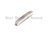Rainbow CZ Micro Pave Tube/ Bar Connector for Bracelet/Necklace, Link Connector, Spacer Connector, 5x35mm,sku#E429