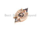 Colorful CZ Micro Pave Evil Eye Pendant with Baguette cz, Colorful CZ,Cubic Zirconia Pendant,17x30mm, sku#F743