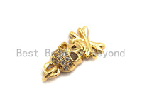 CZ Clear Micro Pave Skull Pendant, CZ Pave Pendant, Gold/Rose Gold/Silver/Gunmetal plated, 8x14mm, Sku#F818