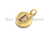 New Trendy Gold Color Micro Pave Rainbow CZ Cubic Zirconia A-Z 26 Initials Letter Pendant, Initial Letter Charm,11x13mm,sku#F820
