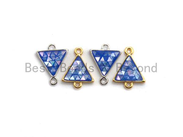 100% Natural Blue Color Shell Triangle Connector with Gold/Silver Finish,Blue Shell Connector, Sea Shell Beads, 11x14mm,SKU#Z268
