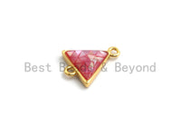 100% Natural Hot Pink Shell Triangle Connector in Gold/Silver Finish, Fuchsia Pink Connector, Natural Shell Beads, 11x14mm,SKU#Z272