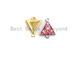100% Natural Hot Pink Shell Triangle Connector in Gold/Silver Finish, Fuchsia Pink Connector, Natural Shell Beads, 11x14mm,SKU#Z272