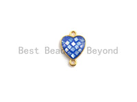 100% Natural Shell Blue Heart Shape Connector with Gold/Silver Plated Edging, blue shell Beads, 10x14mm,SKU#Z273
