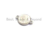 100% Natural White Shell Round Connector with Gold/Silver Finish, White Mother of Pearl Shell Connector, 10x15mm,SKU#Z279