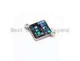 100% Natural Abalone Shell  Connector Diamond Shape with Gold/Silver Plated Edging, Abalone Shell Charm 14x18mm,SKU#Z288