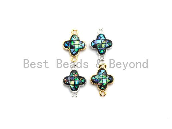100% Natural Abalone Shell Clover Connector For earrings Necklace Bracelets making, Abalone Charm, Clover flower charm, 10x15mm,SKU#Z294