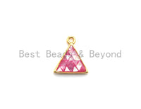 100% Natural Pink Color Shell in Triangle Shape-Gold/Silver Pink Shell Charm-Fuchsia Shell Charm, Shell Beads, 11x12mm,SKU#Z309