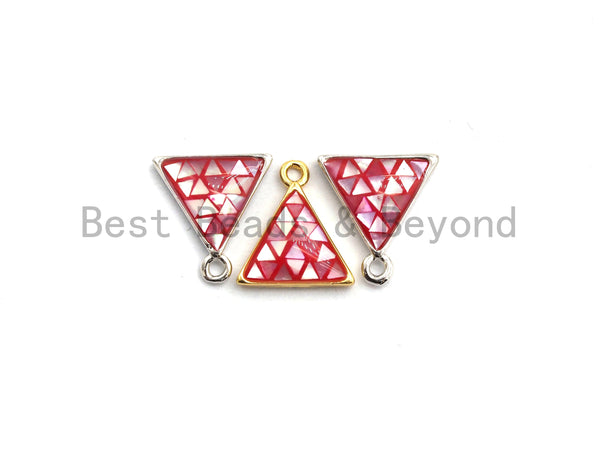 100% Natural HOT PINK Color Shell Triangle Shape Pendant/Charm, Gold/Silver Finish, Pink Shell Charm, Shell beads, 11x12mm,SKU#Z311