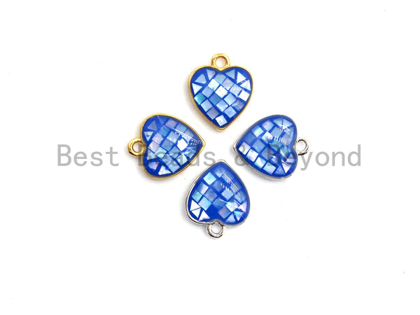 100% Natural Royal Blue Shell Heart Shape Pendant/Charm in Gold/Silver Finish, Blue Shell Charm 10x12mm,SKU#Z312