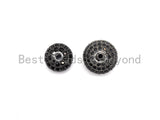 Black CZ Pave On Black Micro Pave Roundel Spacer Beads with Black Crystal for Bracelet, Spacer Beads,8x12/6x10mm, sku#G415
