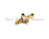 CZ Colorful Micro Pave Cross With Big CZ Pendant, Cross Shaped Pave Pendant, Gold plated, 9x14mm, Sku#F737