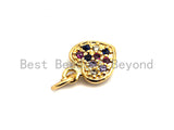 CZ Colorful Micro Pave Puffy Heart Pendant, Heart Shaped Pave Pendant, Gold plated,9x11mm, Sku#F827