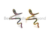 Colorful CZ Micro Pave Snake Shape Ring, Naja Naja Atra Shape Ring, Gold/Silver Rings, Minimal Jewlery, 30x21x18mm,sku#X42