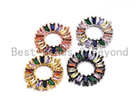 Baguette CZ Micro Pave Rainbow Donut Ring Connector for Bracelet Necklace, Cubic Zirconia Space Connector, 24x28mm,sku#E495