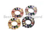 Baguette CZ Micro Pave Rainbow Donut Ring Connector for Bracelet Necklace, Cubic Zirconia Space Connector, 24x28mm,sku#E495