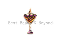 14x23mm CZ Micro Pave Cocktail glass Charm/Pendant,CZ Paved Wine Glass Charm, Gold,Silver, Rose Gold,Gunmetal plated,sku#F745