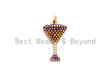 14x23mm CZ Micro Pave Cocktail glass Charm/Pendant,CZ Paved Wine Glass Charm, Gold,Silver, Rose Gold,Gunmetal plated,sku#F745