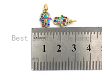 CZ Colorful Micro Pave Hamsa Hand With Big CZ  Pendant, Hamsa Hand Shaped Pave Pendant, Gold plated, 9x13mm, Sku#F849