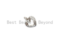 CZ Micro Pave Hollow out Heart Charms Pendant for Necklace/Bracelet, Cubic Zirconia heart Pendant, 9x10mm, sku#Y190