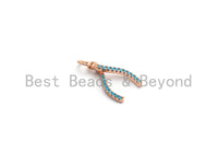 Turquoise CZ Micro Pave Wishbone Charm Pendant for Necklace/Bracelet, Cubic Zirconia Pendant, 10x16mm, sku#Y194