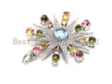 LARGE CZ Micro Pave 43x48mm Star burst Pendant Charm, Colorful Clear CZ Pave Star Flower Burst Pendant Charm,sku#F791