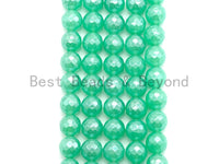 Quality Mystic Plated Chrysoprase Jade Round Faceted Beads, 8mm/10mm Green Color Jade Gemstone Beads, 15.5inch strand, SKU#U437