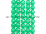 Chrysoprase Jade Round Faceted Beads, 6mm/8mm/10mm/12mm Green Color Jade Gemstone Beads, 15.5inch strand, SKU#U438