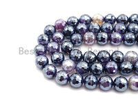 Mystic Plated Faceted Agate Beads,6mm/8mm/10mm/12mm, Plated Purple Agate Beads,15.5" Full Strand, SKU#U441