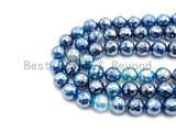 Mystic Plated Faceted Agate Beads,6mm/8mm/10mm/12mm, Plated Blue Agate Beads,15.5" Full Strand, SKU#U442 BestbeadsbeyondUS