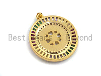 Colorful CZ Micro Pave Virgin Mary on Ring Shape Pendant, Cubic Zirconia Pendant, Silver/Gold plated,31x28mm, Sku#F885