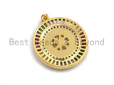 Colorful CZ Micro Pave Virgin Mary on Ring Shape Pendant, Cubic Zirconia Pendant, Silver/Gold plated,31x28mm, Sku#F885