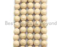 Quality Wood Fossil Faceted Beads, 6mm/8mm/10mm /12mm Cream Round Faceted Beads, Loose Wood Fossil Beads, 15.5inch strand, SKU#U474