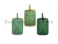 Green CZ Micro Pave Rectangle Tag Pendant/Charm, Cubic Zirconia Pendant, Pave Dog Tag, 18x27mm, sku#X49