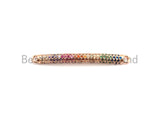 Rainbow CZ Micro Pave Bar Connector for Bracelet/Necklace, Link Connector, Spacer Connector, 3x36mm,sku#E432