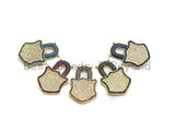 Colorful CZ Micro Pave Lock Pendant,Lock Pave Pendant,Turquoise/Fuchsia/Green/Cobalt/Yellow/Black plated, 18x26mm, Sku#F674