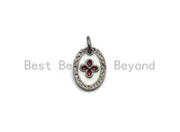 NEW DESIGN Pave CZ Enamel Oval With Clover Pendant, Designer Enamel Pendant,Enamel Oval Pendant, Oil Drop jewelry Findings, 9x12mm,sku#Z253