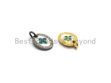 NEW DESIGN Pave CZ Enamel Oval With Clover Pendant, Designer Enamel Pendant,Enamel Oval Pendant, Oil Drop jewelry Findings, 9x12mm,sku#Z253