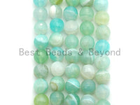 High Quality Aquamarine Color Banded Agate beads,6mm/8mm/10mm/12mm/14mm round faceted beads, Natural Agate Beads, 15.5inch strand, SKU#U453 BestbeadsbeyondUS