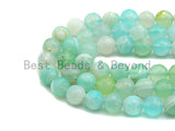 High Quality Aquamarine Color Banded Agate beads,6mm/8mm/10mm/12mm/14mm round faceted beads, Natural Agate Beads, 15.5inch strand, SKU#U453 BestbeadsbeyondUS