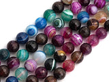 High Quality Faceted Colorful Banded Agate beads, 6mm/8mm/10mm/12mm Rainbow Agate Gemstone beads, 15.5inch strand, SKU#U454