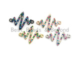 Colorful CZ Micro Pave Radio Zigzag Connector/Link, Cubic Zirconia Bracelet Necklace Earring Connector,17x23mm,sku#E423