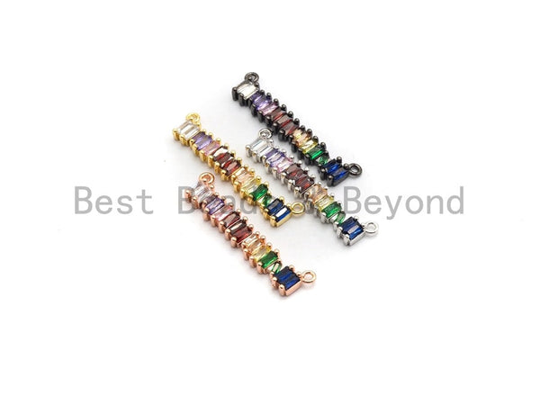 Colorful CZ Micro Pave Rainbow Bar Pendant for Necklace, 6x35mm, sku#F682