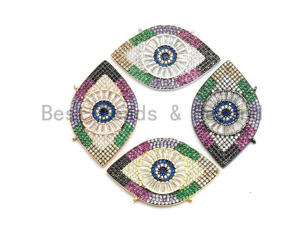 Rainbow Clear CZ Micro Pave Evil Eye Pendant, Cubic Zirconia Pendant,25x40mm, sku#F707