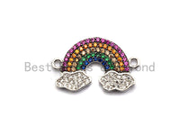 Colorful CZ Micro Pave Rainbow With Cloud Connector for Bracelet/Necklace, Cz Space Connector, Jewelry Findings,13x21mm,sku#E482