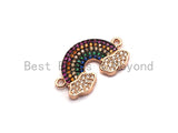 Colorful CZ Micro Pave Rainbow With Cloud Connector for Bracelet/Necklace, Cz Space Connector, Jewelry Findings,13x21mm,sku#E482