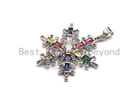 Large Colorful CZ Micro Pave Snowflake Pendant/Charm, Cubic Zirconia Pave Pendant, 29x35mm,sku#F856