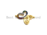 CUTE Colorful CZ Micro Pave Butterfly Connector for Bracelet/Necklace, Link Connector, Spacer Connector, 12x15mm,sku#E421